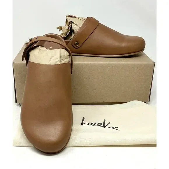 Beek Brant Leather Tan Brown Mules Clogs NIB - Picture 2 of 11